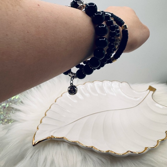 “Strong AF Mama” Arm Candy Beaded Bracelet Black - Picture 3 of 6